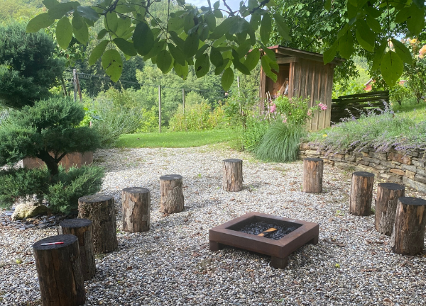 Gemeinsames Sitzen am Feuer